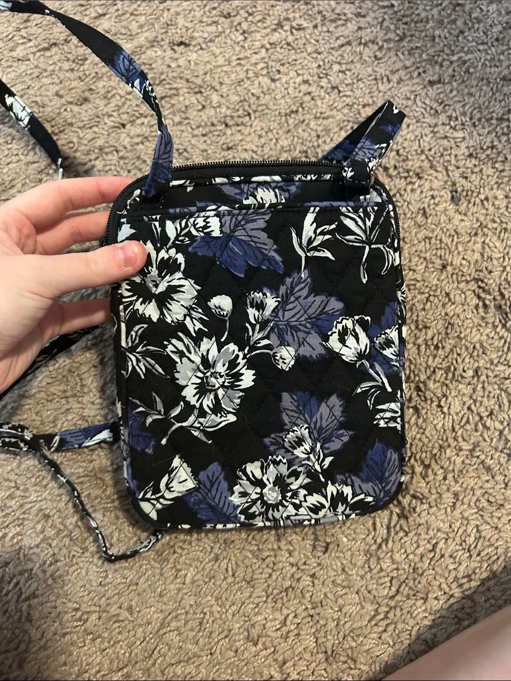 Vera Bradley Black, White & Purple Floral Quilted Crossbody